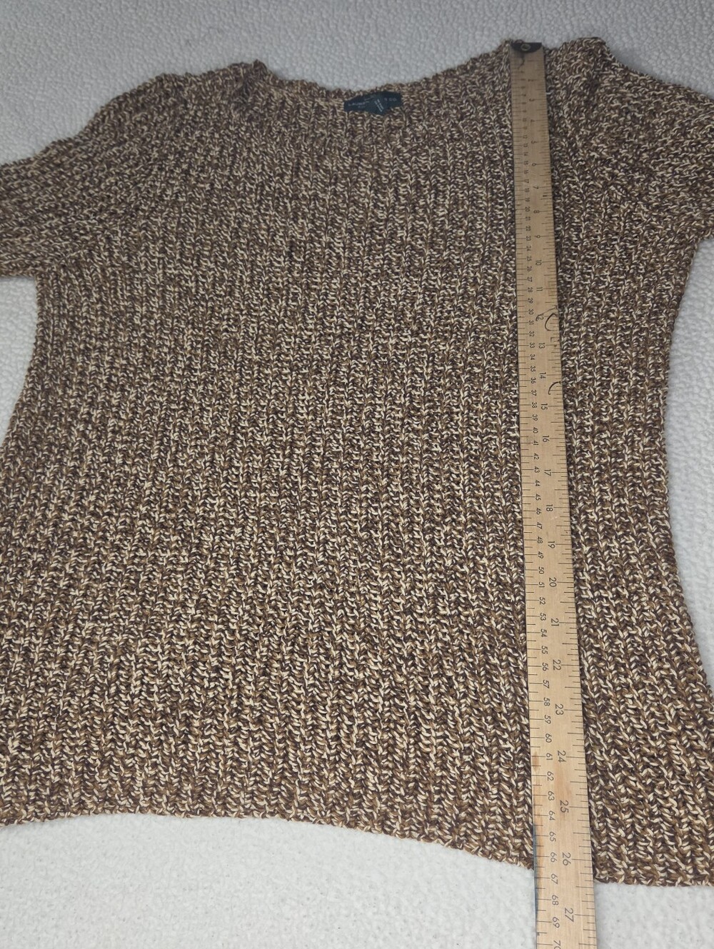 Lauren Ralph Lauren Cozy Marled Brown Crewneck Sweater - Women Size XL - Picture 8 of 8